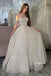 New Sparkle A-line Off Shoulder White Backless Prom Dresses, DB107